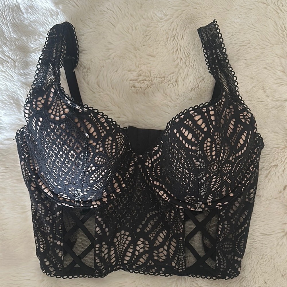 Black Lace Bustier Top